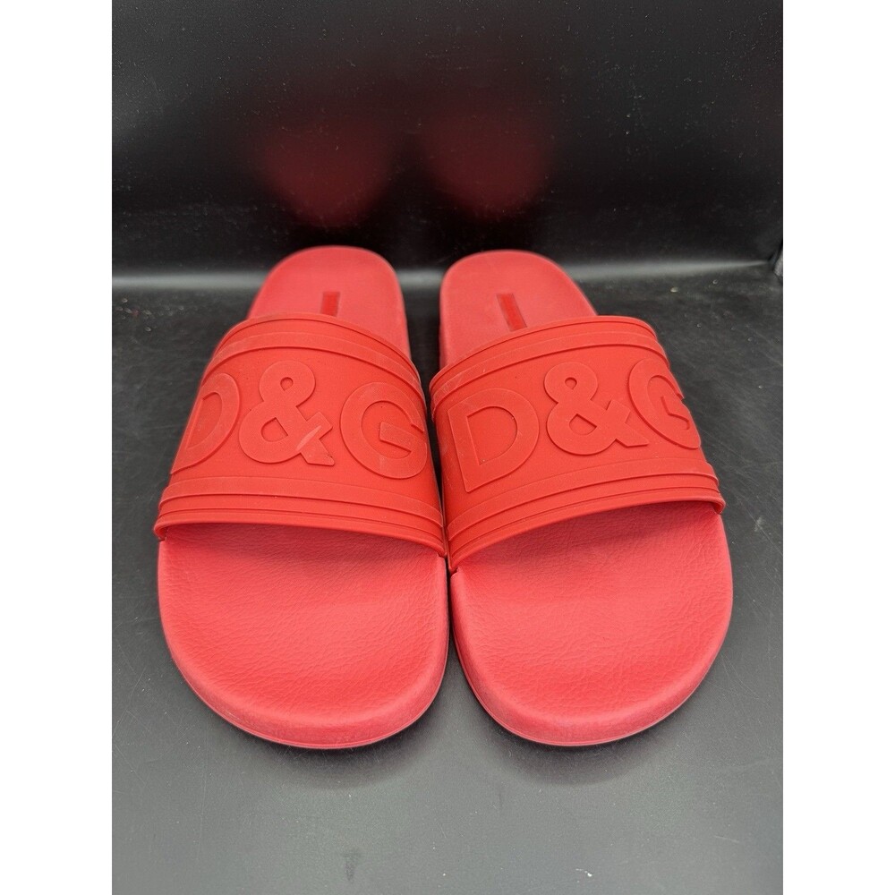 Dolce & Gabbana Slides 'Embossed Logo - Red' Men’s Size 46 EUR / US 13